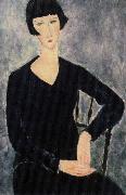Amedeo Modigliani sittabde kvinna i blatt USA oil painting artist